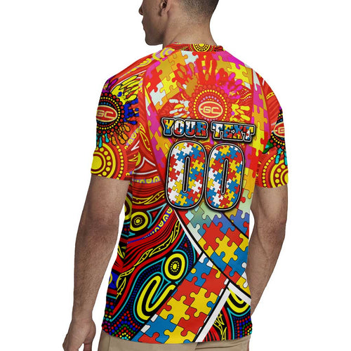 Autism Awareness Australia Gold Coast Suns Rugby Jersey Aboriginal Indigenous Art