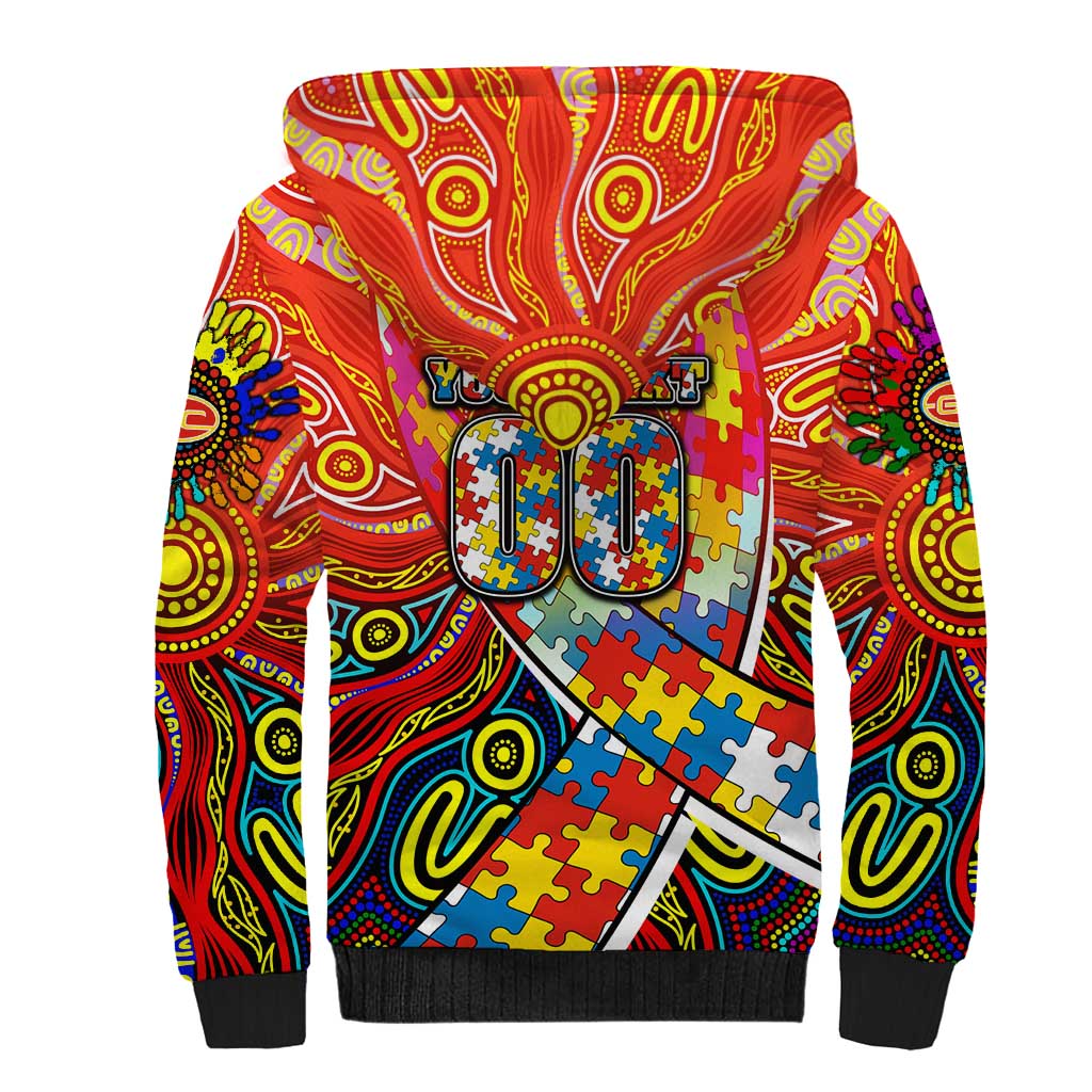 Autism Awareness Australia Gold Coast Suns Sherpa Hoodie Aboriginal Indigenous Art