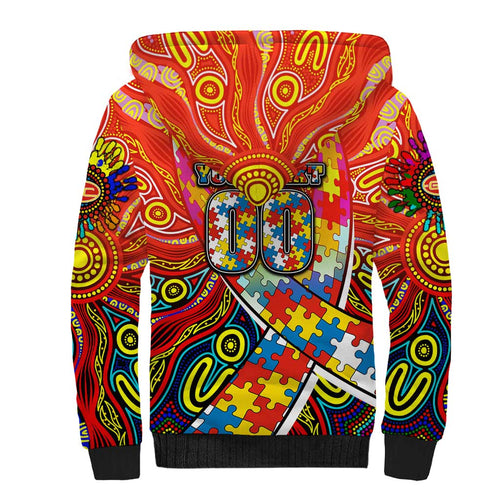 Autism Awareness Australia Gold Coast Suns Sherpa Hoodie Aboriginal Indigenous Art