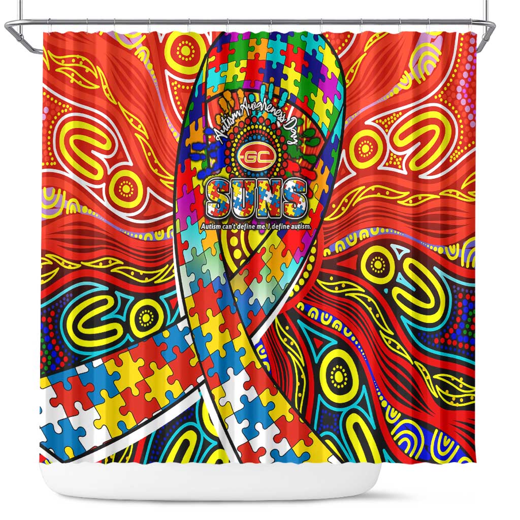 Autism Awareness Australia Gold Coast Suns Shower Curtain Aboriginal Indigenous Art
