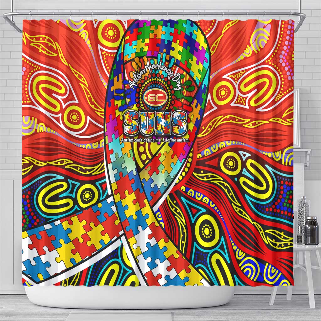 Autism Awareness Australia Gold Coast Suns Shower Curtain Aboriginal Indigenous Art