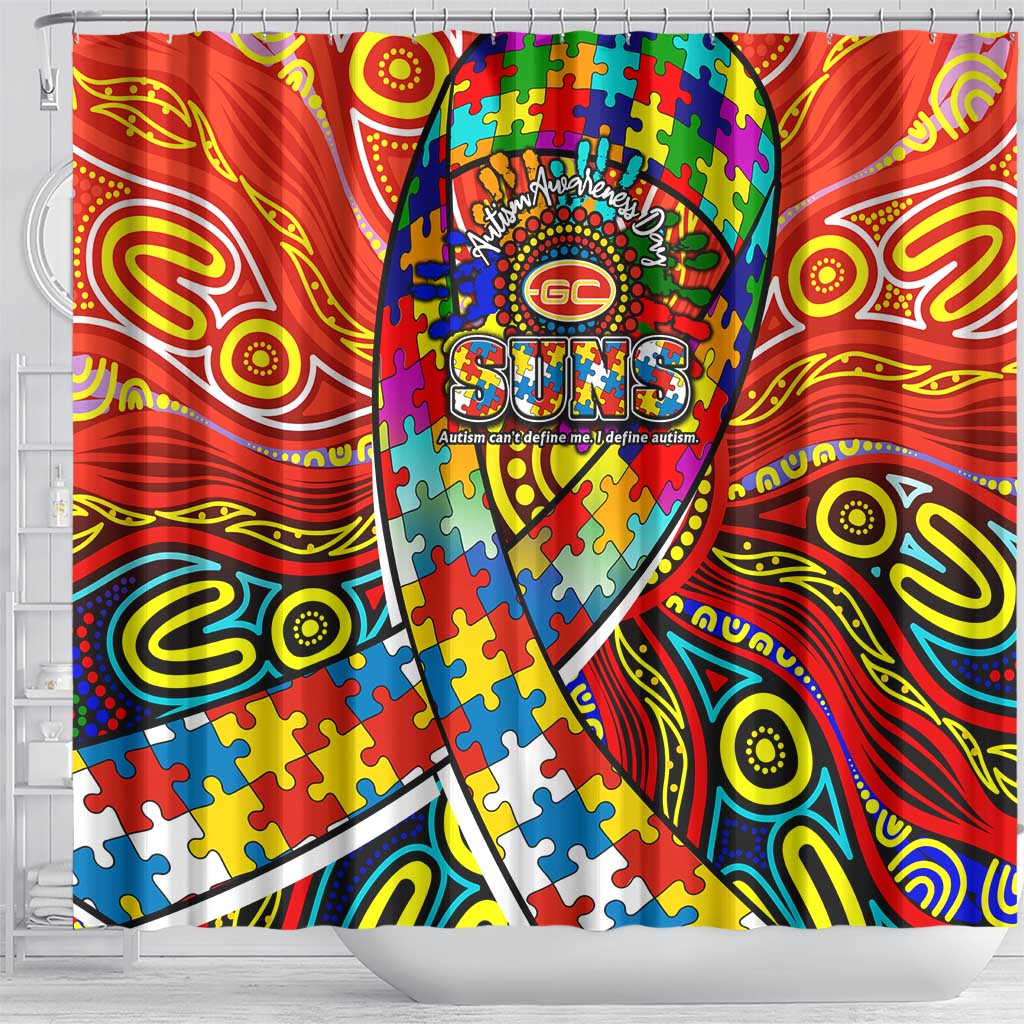 Autism Awareness Australia Gold Coast Suns Shower Curtain Aboriginal Indigenous Art