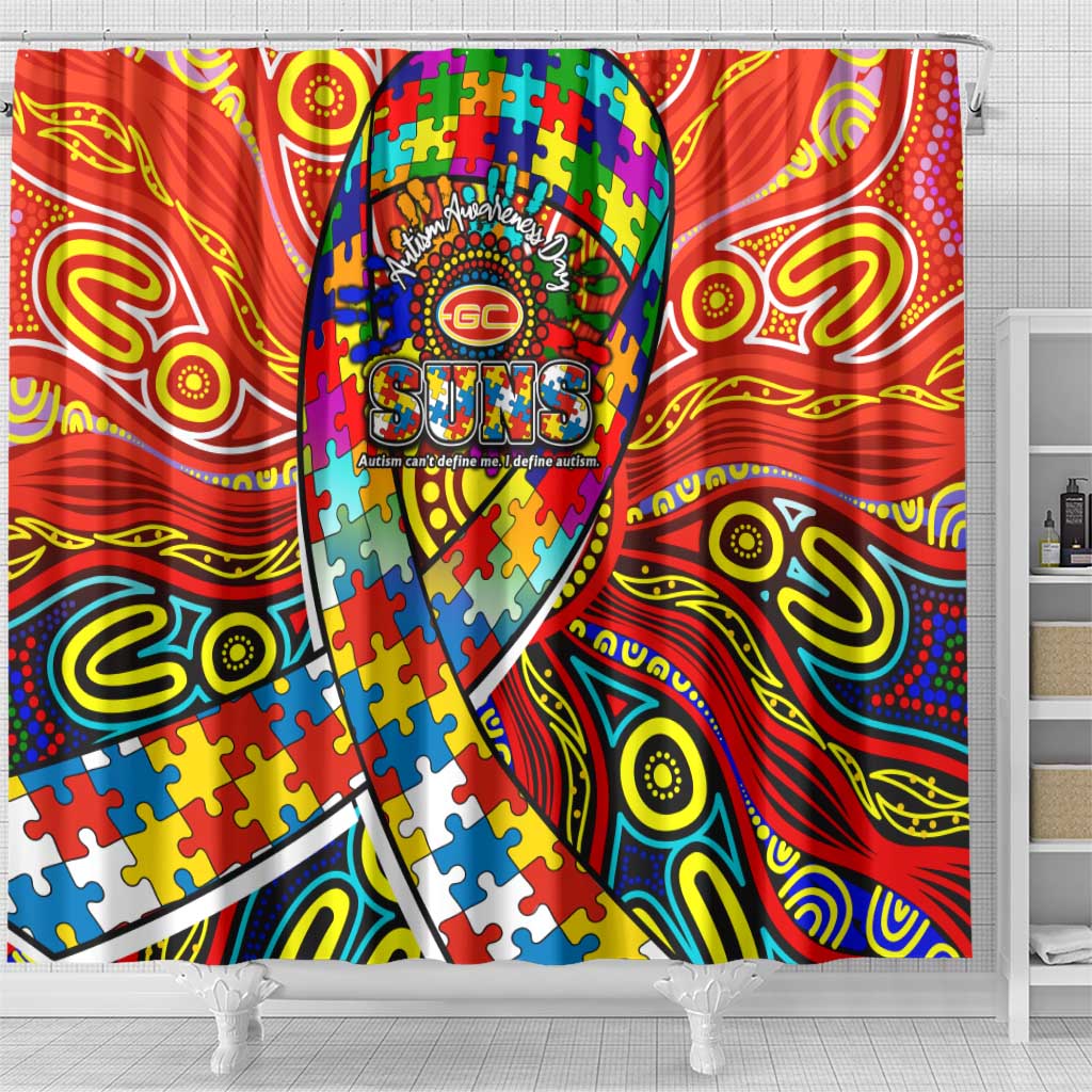 Autism Awareness Australia Gold Coast Suns Shower Curtain Aboriginal Indigenous Art