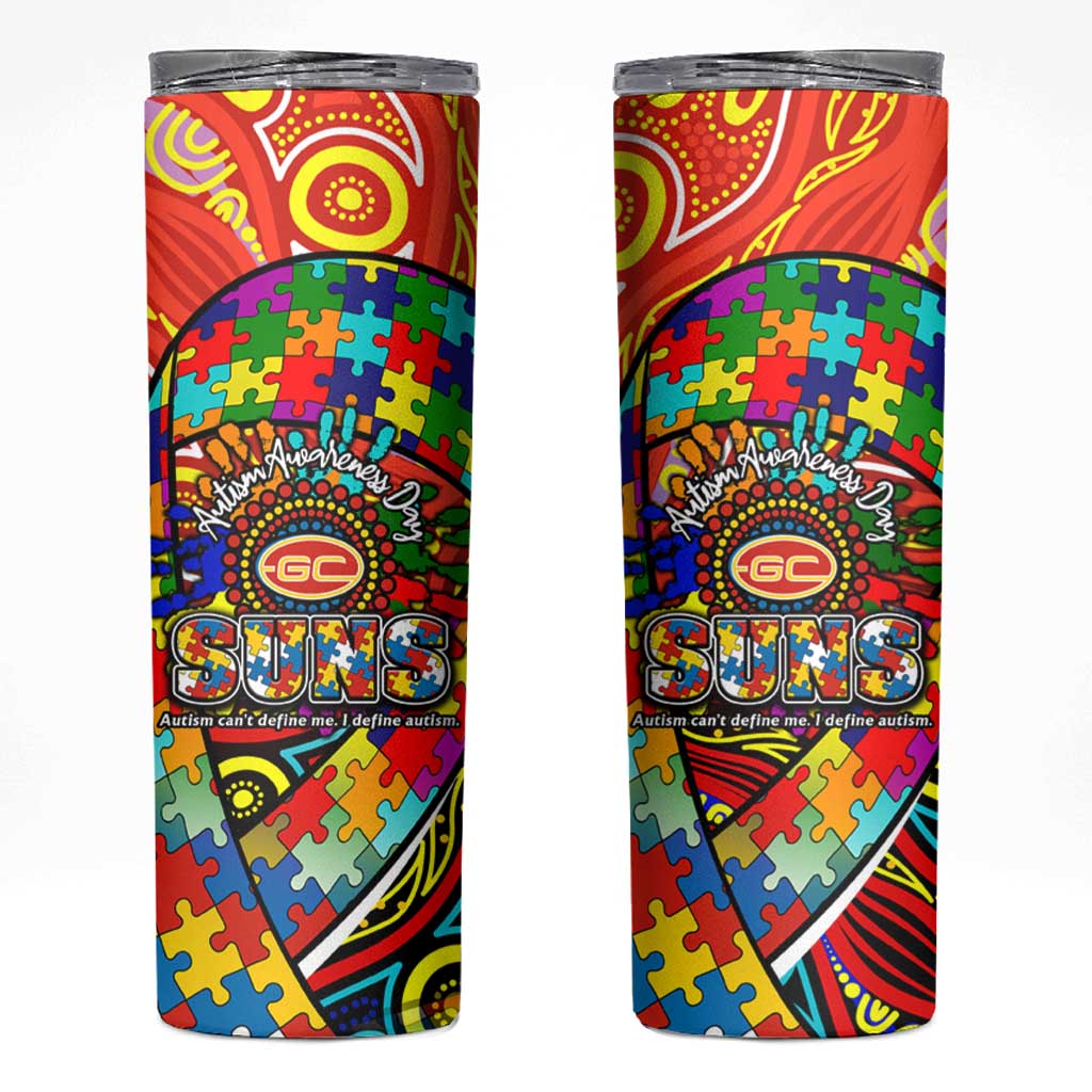 Autism Awareness Australia Gold Coast Suns Skinny Tumbler Aboriginal Indigenous Art