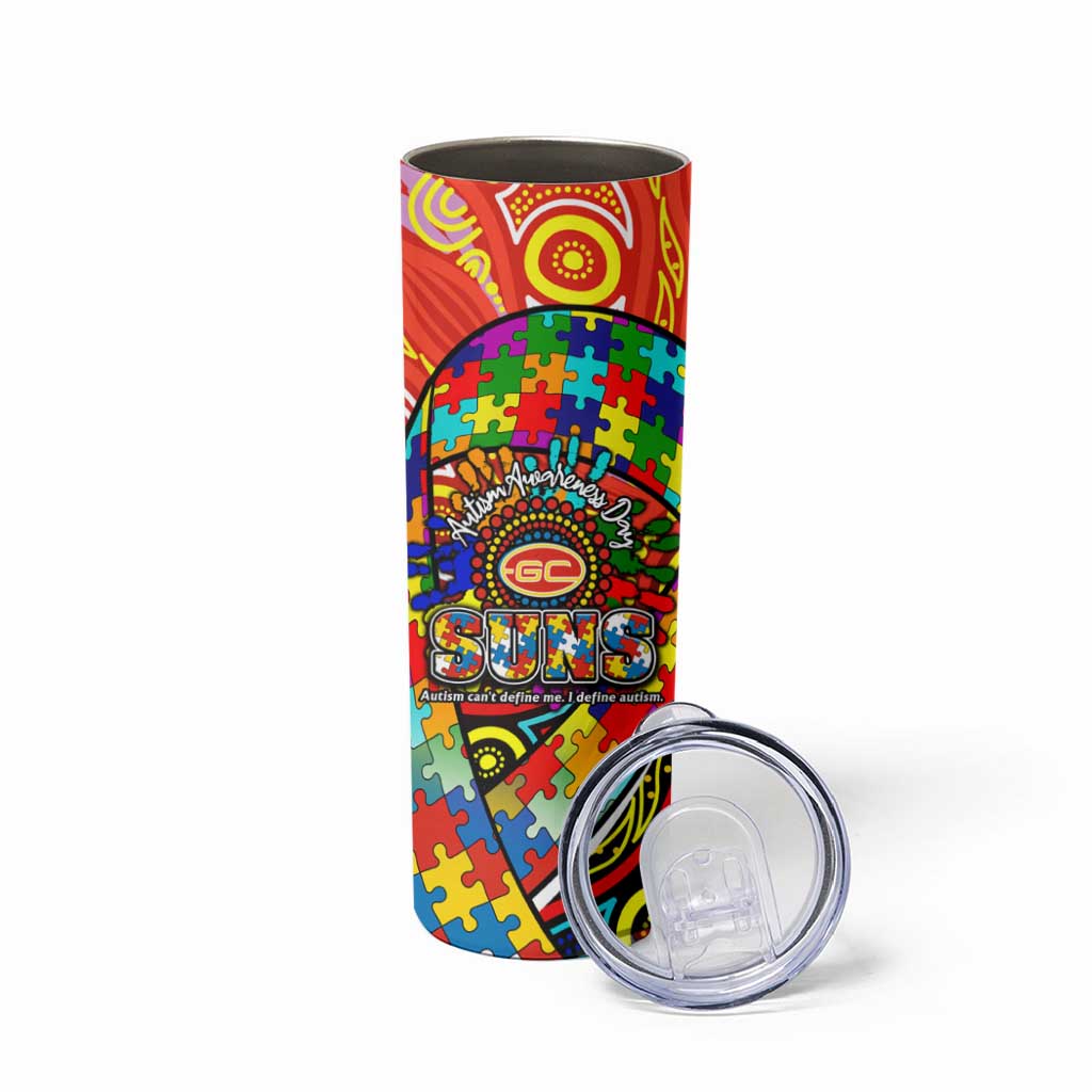 Autism Awareness Australia Gold Coast Suns Skinny Tumbler Aboriginal Indigenous Art