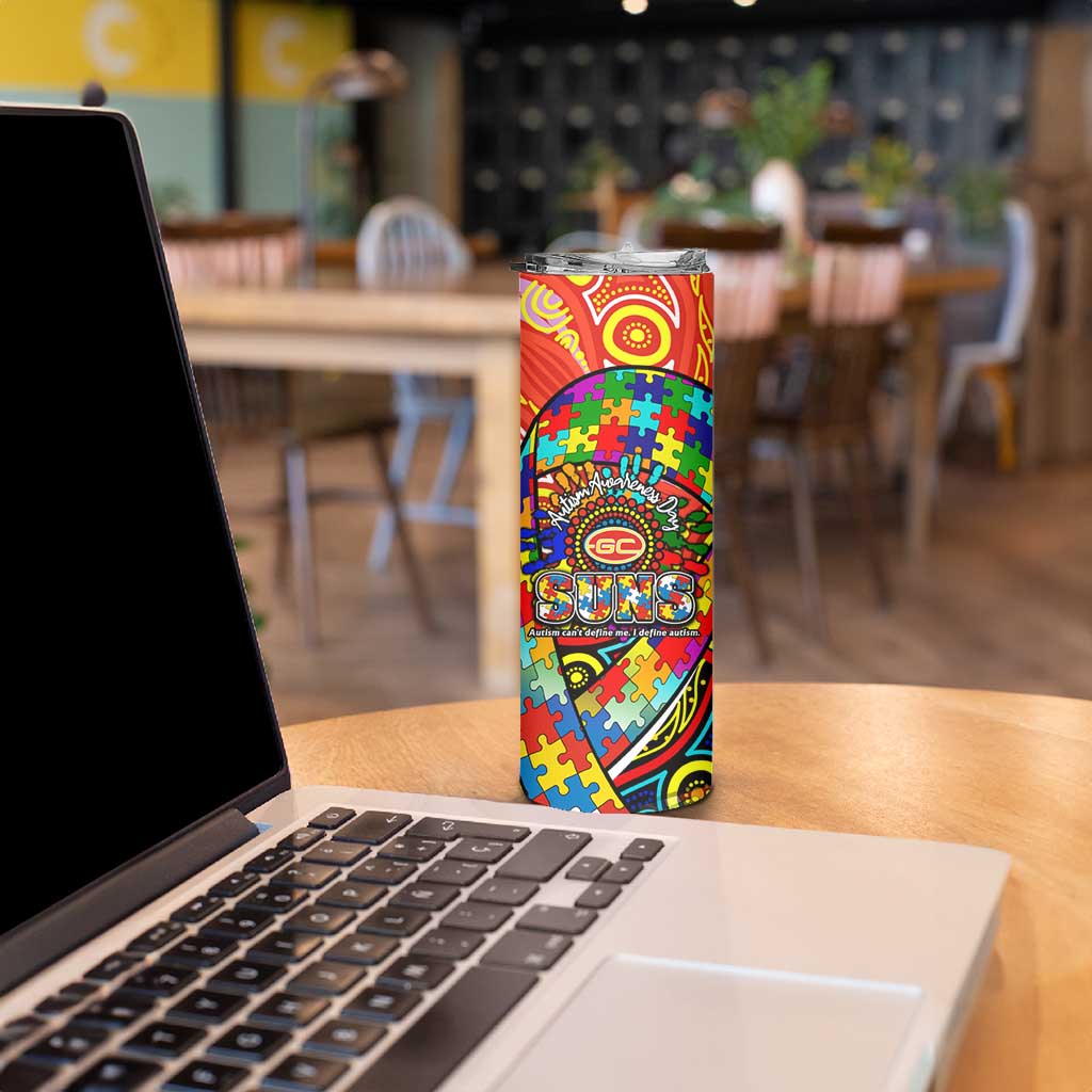 Autism Awareness Australia Gold Coast Suns Skinny Tumbler Aboriginal Indigenous Art