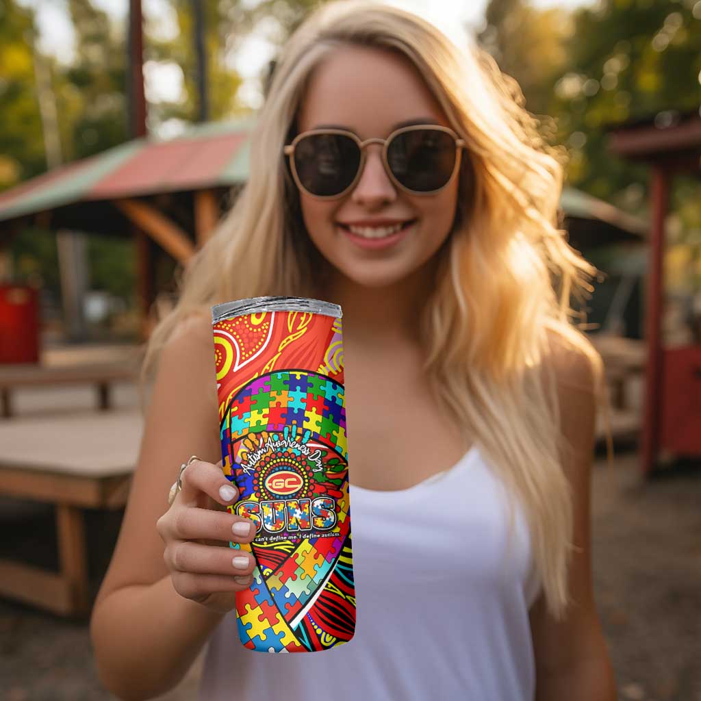 Autism Awareness Australia Gold Coast Suns Skinny Tumbler Aboriginal Indigenous Art