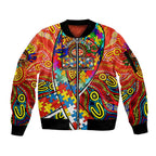 Autism Awareness Australia Gold Coast Suns Sleeve Zip Bomber Jacket Aboriginal Indigenous Art