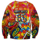 Autism Awareness Australia Gold Coast Suns Sweatshirt Aboriginal Indigenous Art