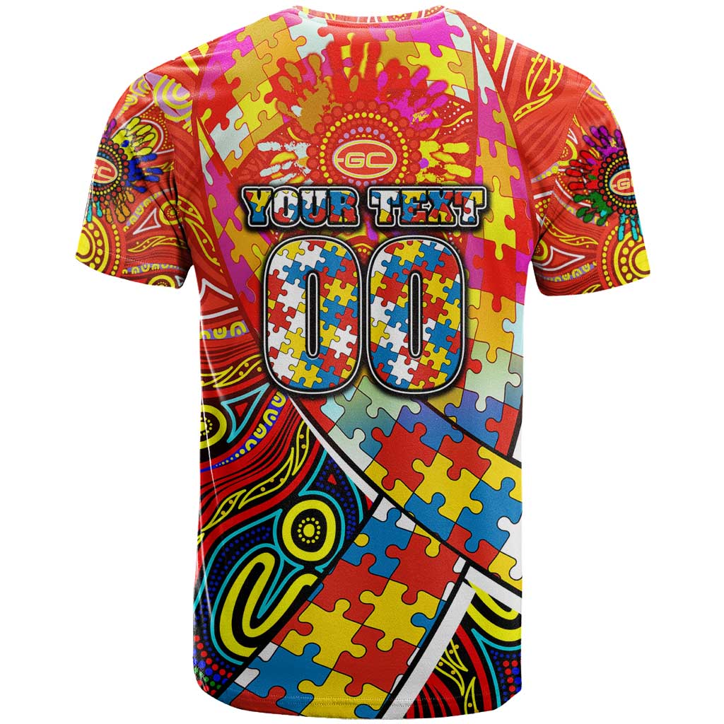 Autism Awareness Australia Gold Coast Suns T Shirt Aboriginal Indigenous Art