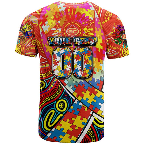 Autism Awareness Australia Gold Coast Suns T Shirt Aboriginal Indigenous Art
