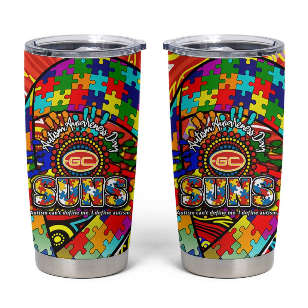 Autism Awareness Australia Gold Coast Suns Tumbler Cup Aboriginal Indigenous Art