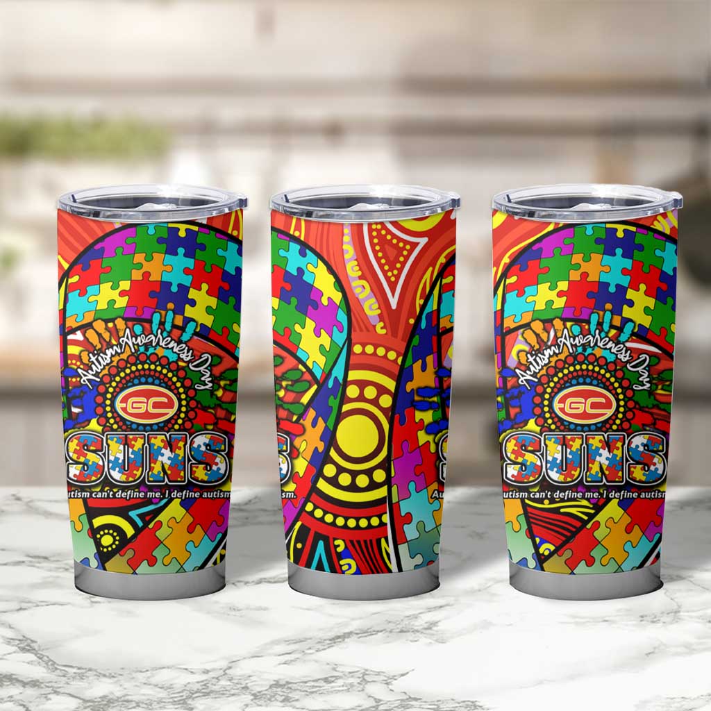 Autism Awareness Australia Gold Coast Suns Tumbler Cup Aboriginal Indigenous Art