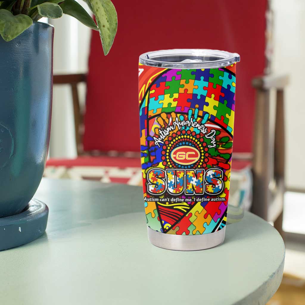 Autism Awareness Australia Gold Coast Suns Tumbler Cup Aboriginal Indigenous Art