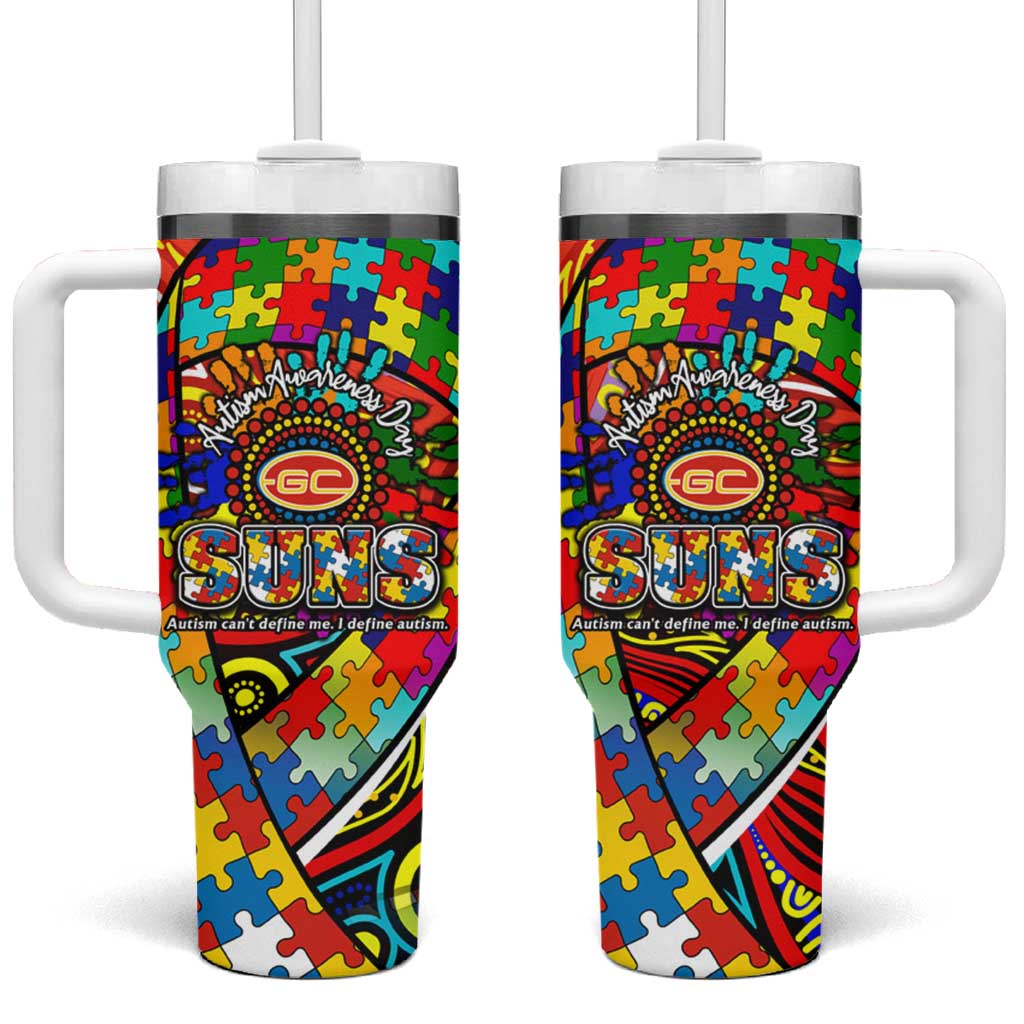 Autism Awareness Australia Gold Coast Suns Tumbler With Handle Aboriginal Indigenous Art
