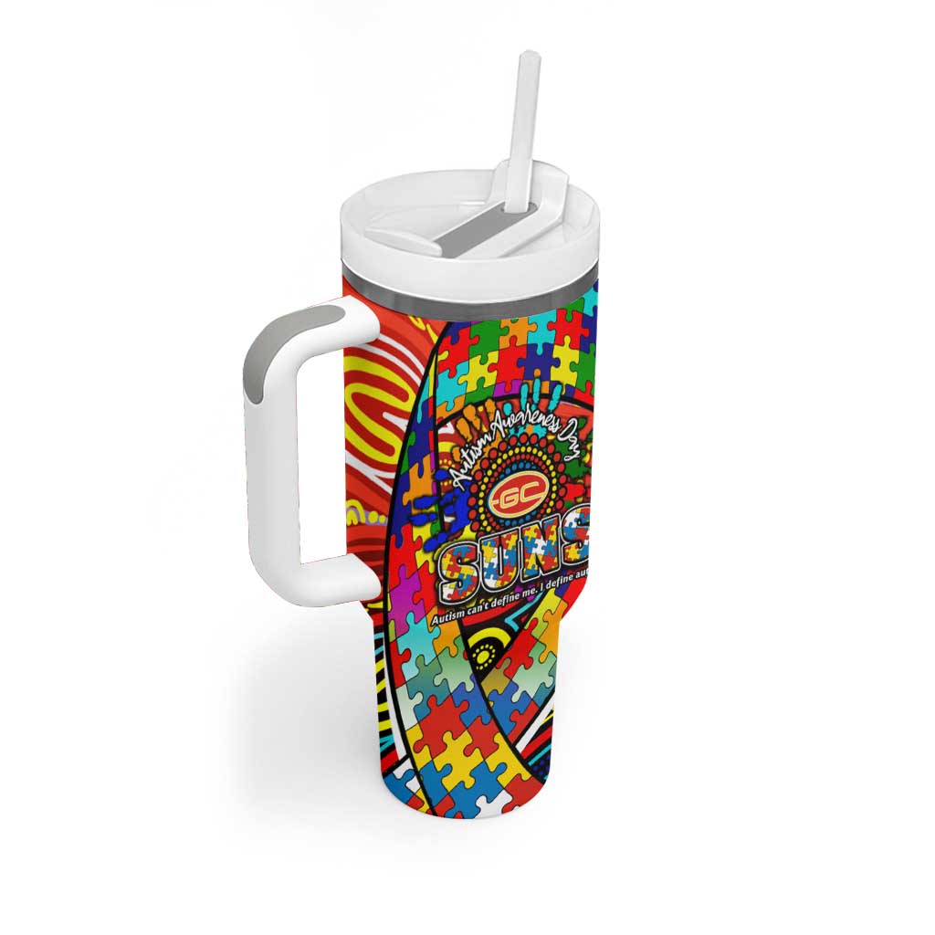 Autism Awareness Australia Gold Coast Suns Tumbler With Handle Aboriginal Indigenous Art