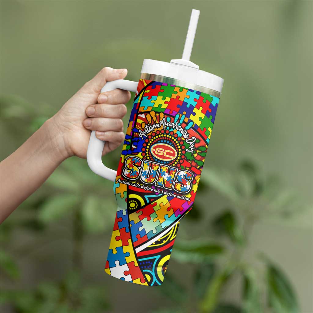 Autism Awareness Australia Gold Coast Suns Tumbler With Handle Aboriginal Indigenous Art