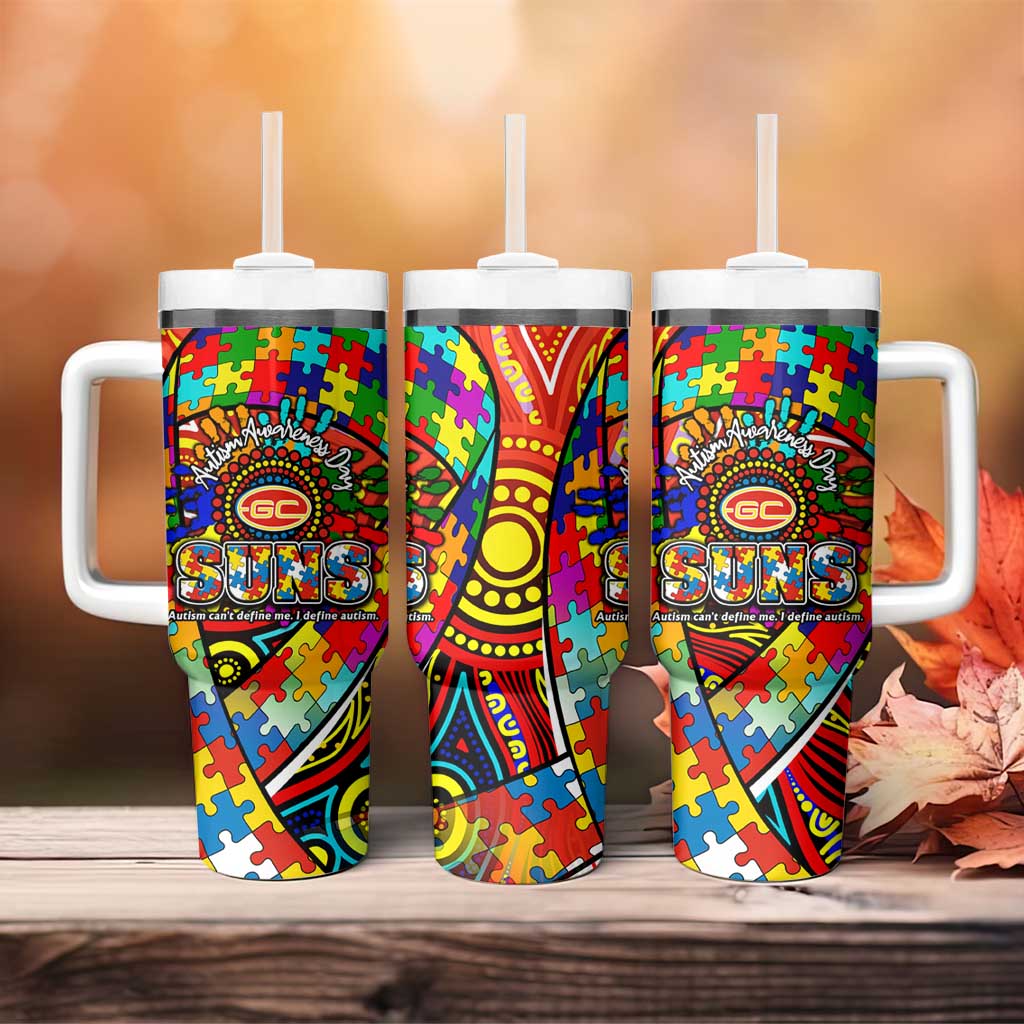 Autism Awareness Australia Gold Coast Suns Tumbler With Handle Aboriginal Indigenous Art