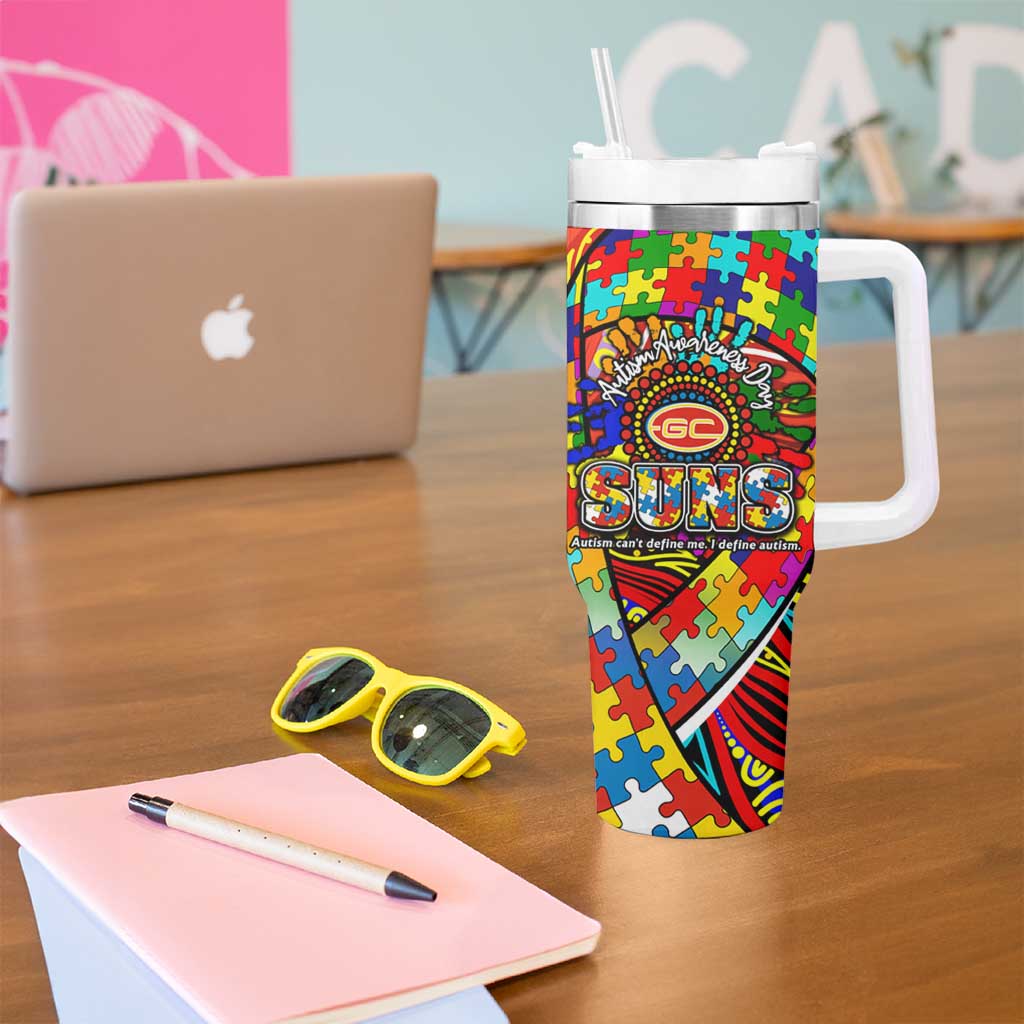 Autism Awareness Australia Gold Coast Suns Tumbler With Handle Aboriginal Indigenous Art