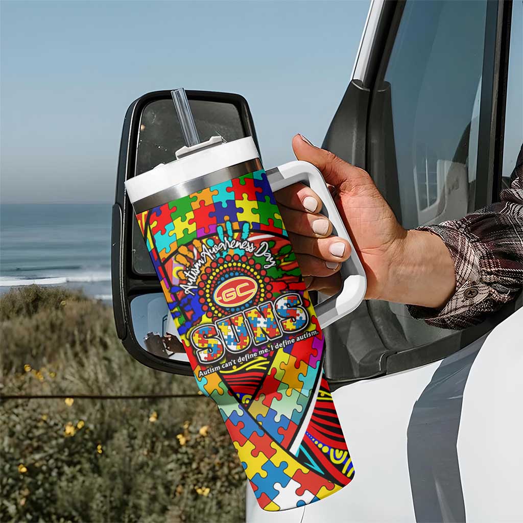 Autism Awareness Australia Gold Coast Suns Tumbler With Handle Aboriginal Indigenous Art
