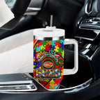 Autism Awareness Australia Gold Coast Suns Tumbler With Handle Aboriginal Indigenous Art