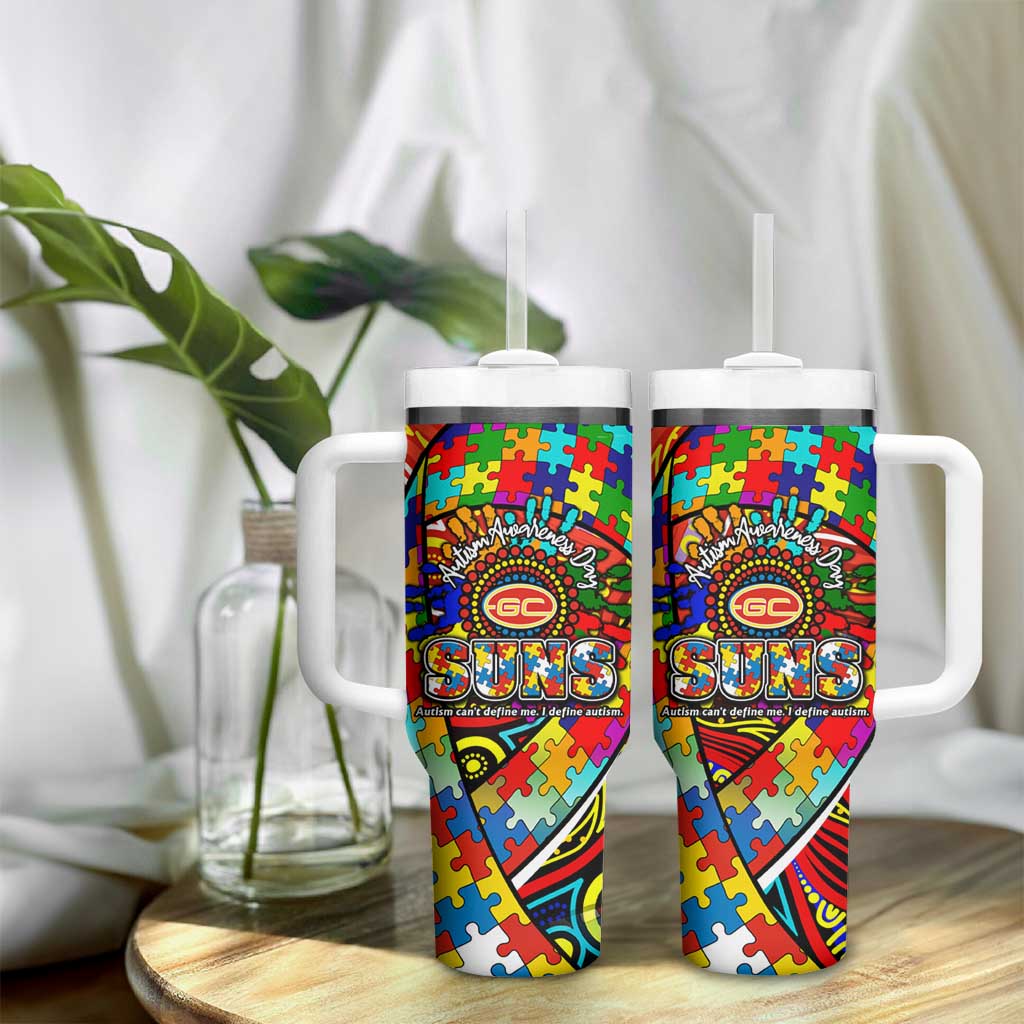 Autism Awareness Australia Gold Coast Suns Tumbler With Handle Aboriginal Indigenous Art