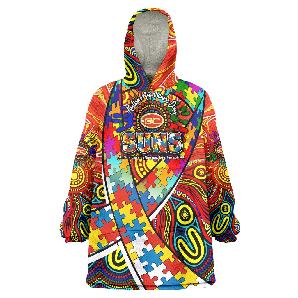 Autism Awareness Australia Gold Coast Suns Wearable Blanket Hoodie Aboriginal Indigenous Art