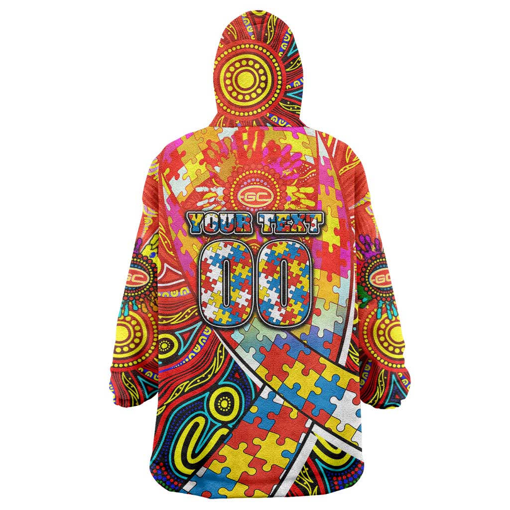 Autism Awareness Australia Gold Coast Suns Wearable Blanket Hoodie Aboriginal Indigenous Art