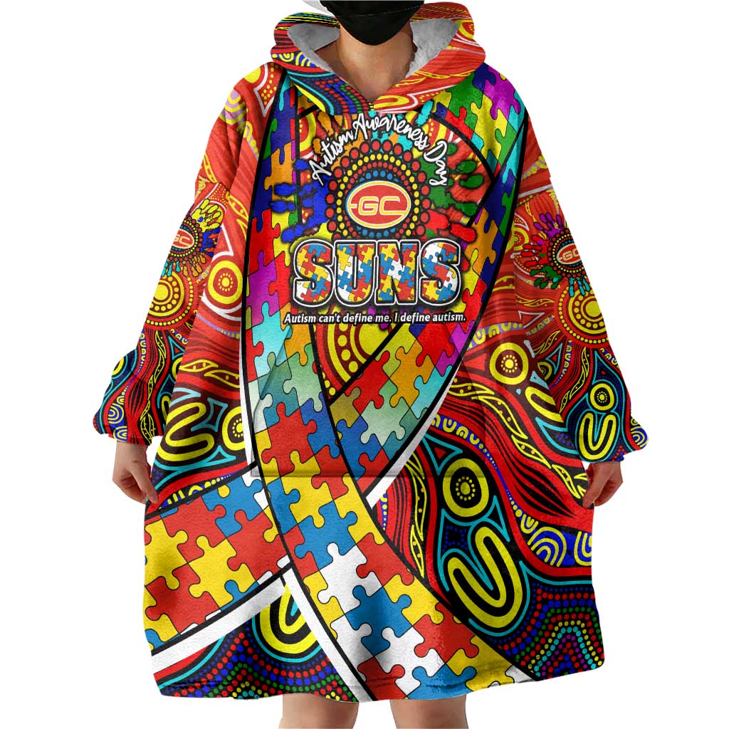 Autism Awareness Australia Gold Coast Suns Wearable Blanket Hoodie Aboriginal Indigenous Art