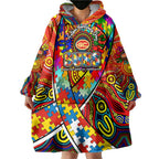 Autism Awareness Australia Gold Coast Suns Wearable Blanket Hoodie Aboriginal Indigenous Art