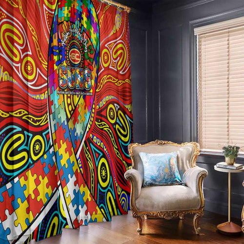 Autism Awareness Australia Gold Coast Suns Window Curtain Aboriginal Indigenous Art