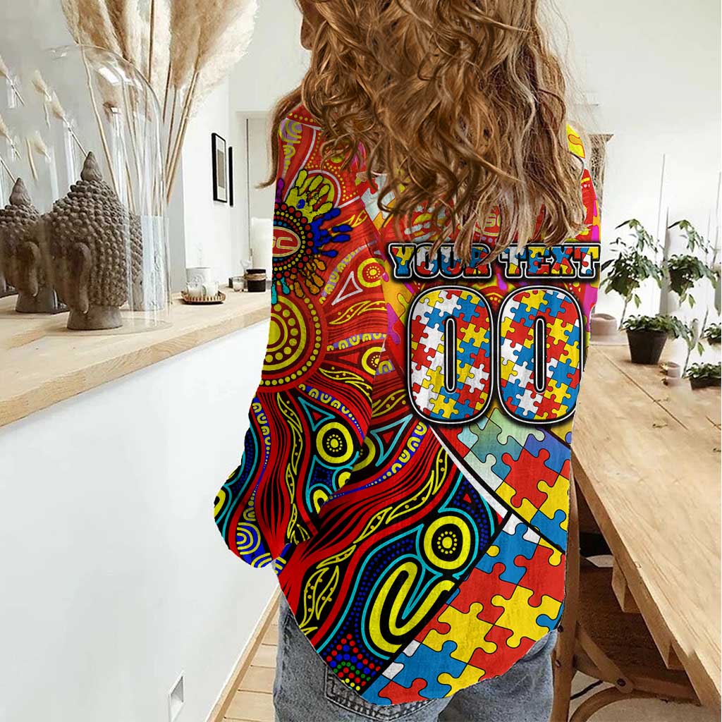 Autism Awareness Australia Gold Coast Suns Women Casual Shirt Aboriginal Indigenous Art