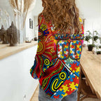 Autism Awareness Australia Gold Coast Suns Women Casual Shirt Aboriginal Indigenous Art