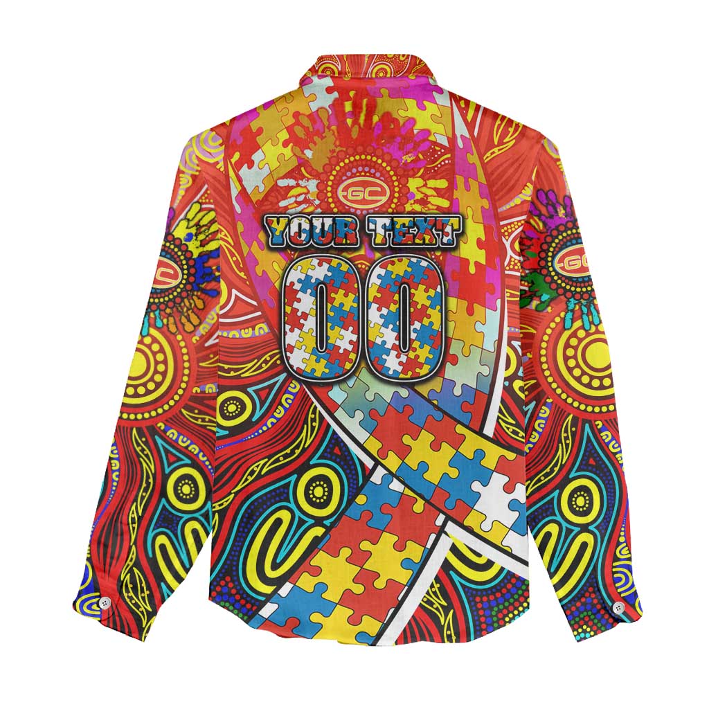 Autism Awareness Australia Gold Coast Suns Women Casual Shirt Aboriginal Indigenous Art