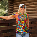 Autism Awareness Australia Gold Coast Suns Women Polo Shirt Aboriginal Indigenous Art