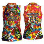 Autism Awareness Australia Gold Coast Suns Women Sleeveless Polo Shirt Aboriginal Indigenous Art