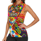 Autism Awareness Australia Gold Coast Suns Women Sleeveless Polo Shirt Aboriginal Indigenous Art