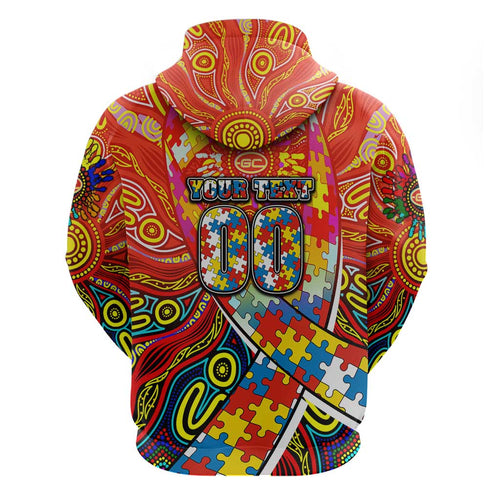 Autism Awareness Australia Gold Coast Suns Zip Hoodie Aboriginal Indigenous Art