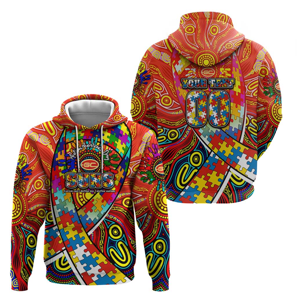 Autism Awareness Australia Gold Coast Suns Zip Hoodie Aboriginal Indigenous Art