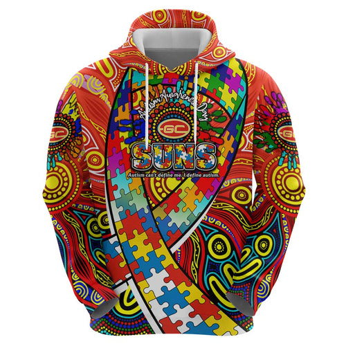 Autism Awareness Australia Gold Coast Suns Zip Hoodie Aboriginal Indigenous Art