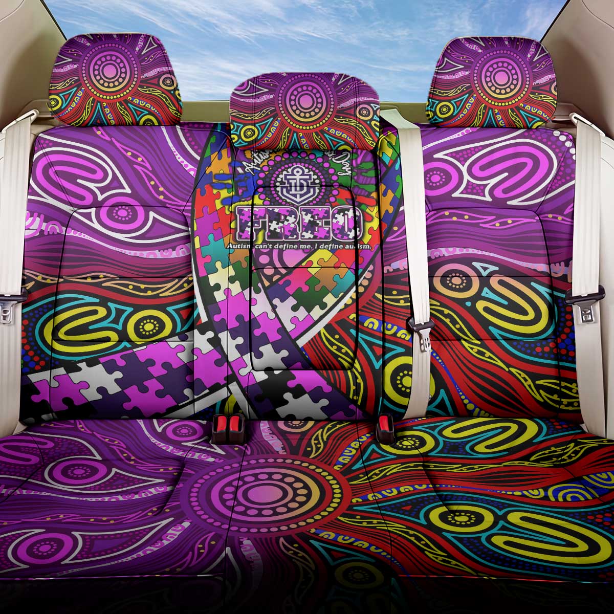 Autism Awareness Australia Fremantle Freo Back Car Seat Cover Aboriginal Indigenous Art
