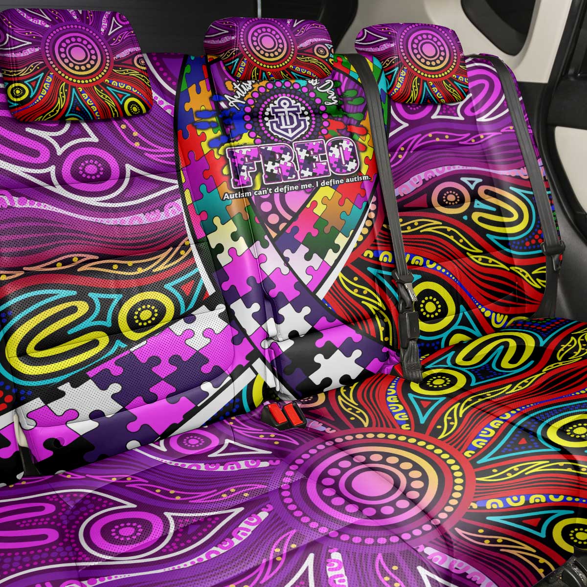 Autism Awareness Australia Fremantle Freo Back Car Seat Cover Aboriginal Indigenous Art