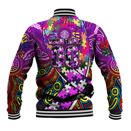 Autism Awareness Australia Fremantle Freo Baseball Jacket Aboriginal Indigenous Art