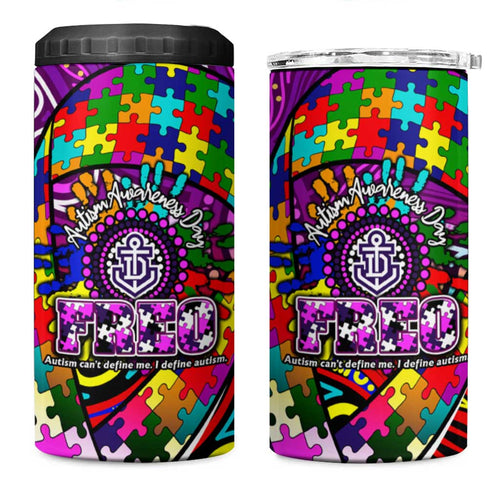 Autism Awareness Australia Fremantle Freo 4 in 1 Can Cooler Tumbler Aboriginal Indigenous Art
