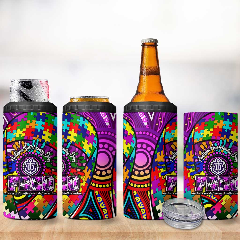 Autism Awareness Australia Fremantle Freo 4 in 1 Can Cooler Tumbler Aboriginal Indigenous Art