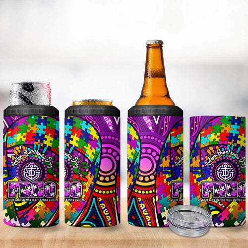 Autism Awareness Australia Fremantle Freo 4 in 1 Can Cooler Tumbler Aboriginal Indigenous Art