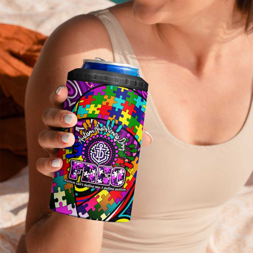 Autism Awareness Australia Fremantle Freo 4 in 1 Can Cooler Tumbler Aboriginal Indigenous Art