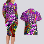Autism Awareness Australia Fremantle Freo Couples Matching Long Sleeve Bodycon Dress and Hawaiian Shirt Aboriginal Indigenous Art