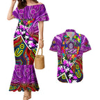 Autism Awareness Australia Fremantle Freo Couples Matching Mermaid Dress and Hawaiian Shirt Aboriginal Indigenous Art