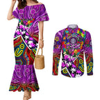 Autism Awareness Australia Fremantle Freo Couples Matching Mermaid Dress and Long Sleeve Button Shirt Aboriginal Indigenous Art